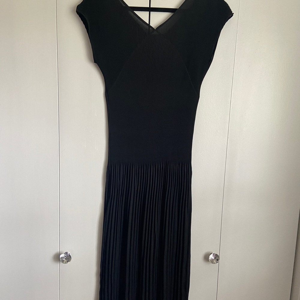 Airy, black, sheer and shirred maxi dress. Light as a feather. Size 1.